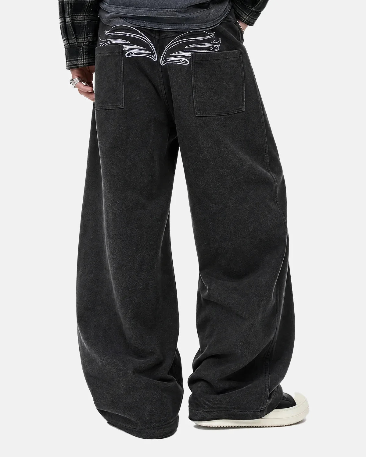 Omygoods Paris Buckle Embroidered Cargo Pants