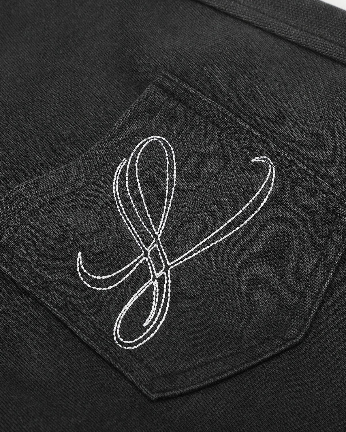 Omygoods Paris Buckle Embroidered Cargo Pants