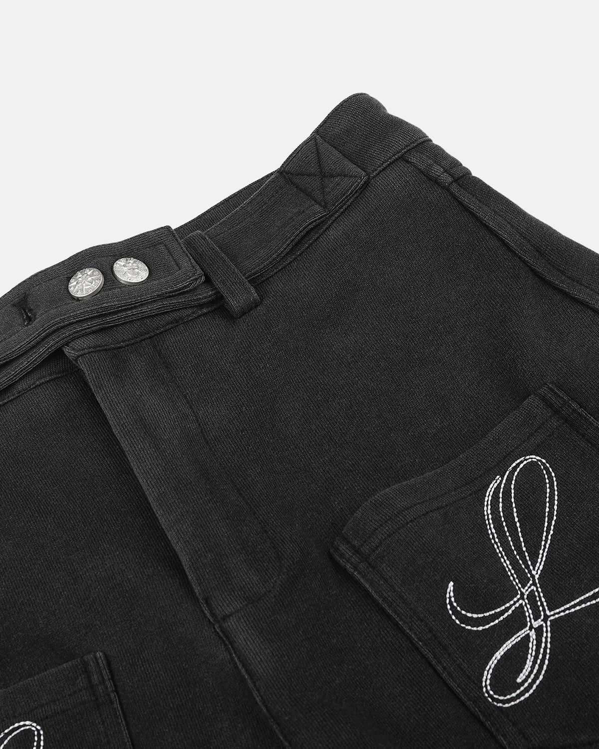Omygoods Paris Buckle Embroidered Cargo Pants
