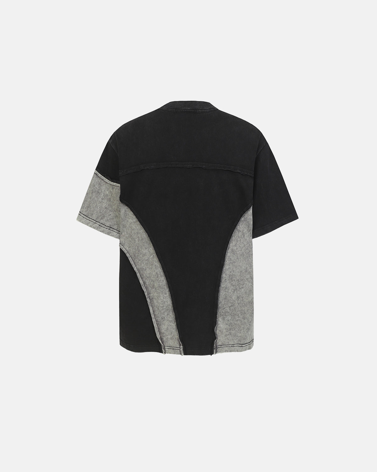 Omygoods Patchwork Washed Boxy Cropped T-Shirt