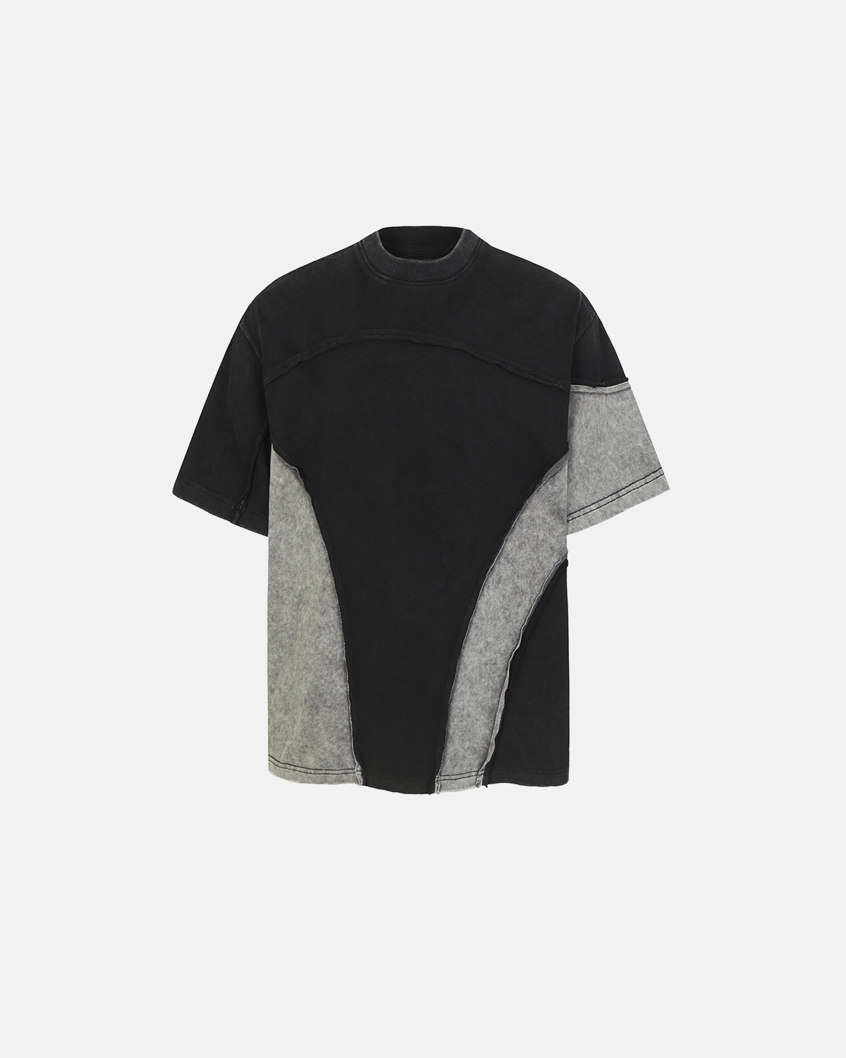 Omygoods Patchwork Washed Boxy Cropped T-Shirt