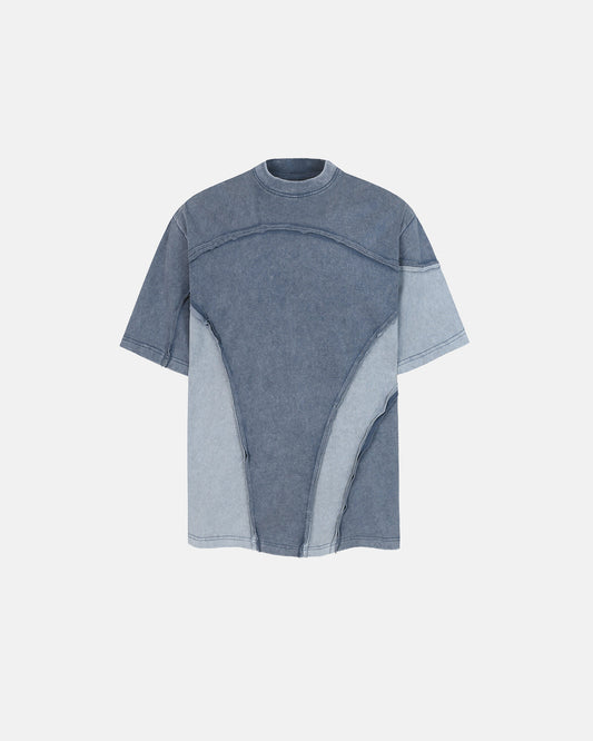 Omygoods Patchwork Washed Boxy Cropped T-Shirt