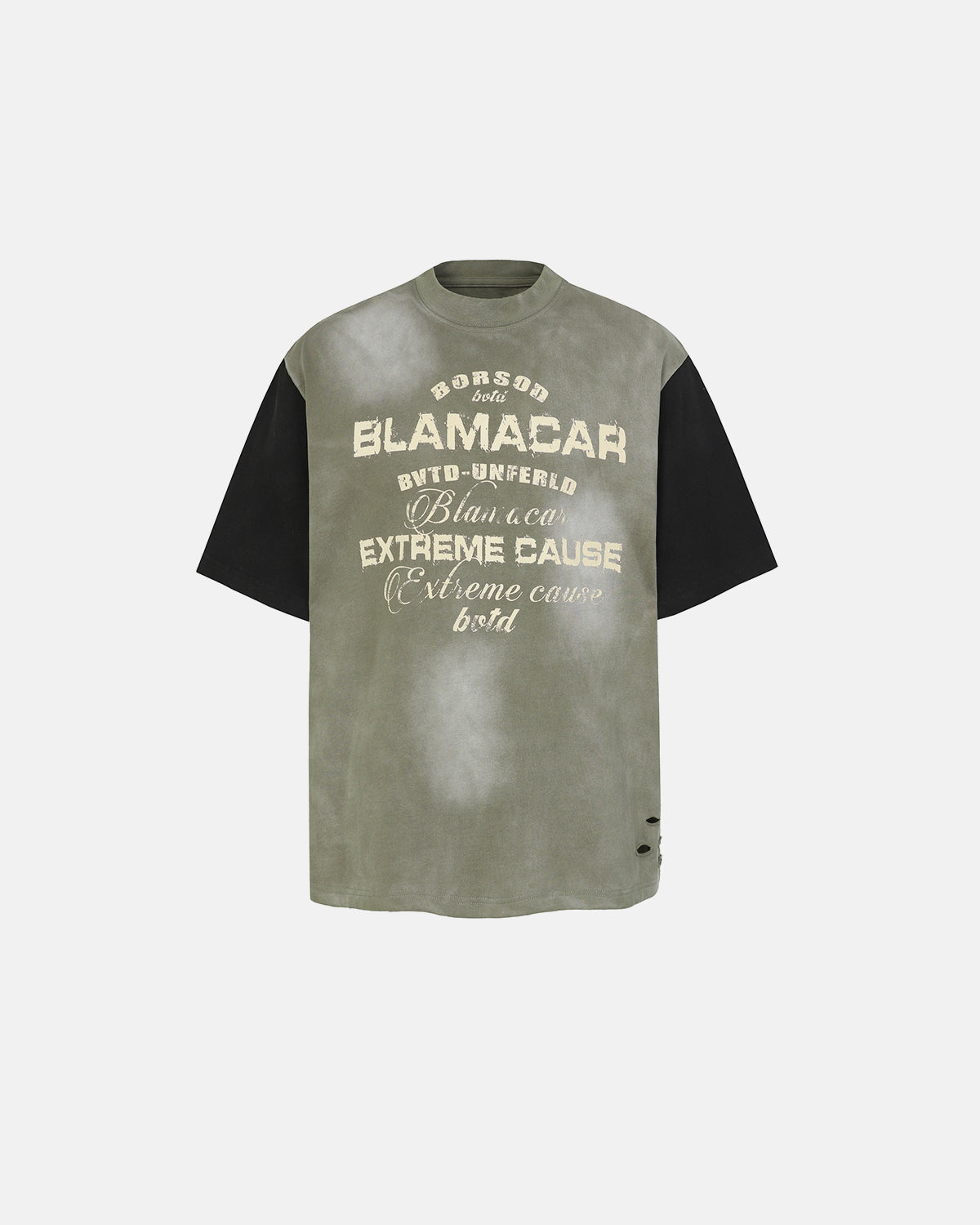 Omygoods Patchwork Washed Graphic T-Shirt
