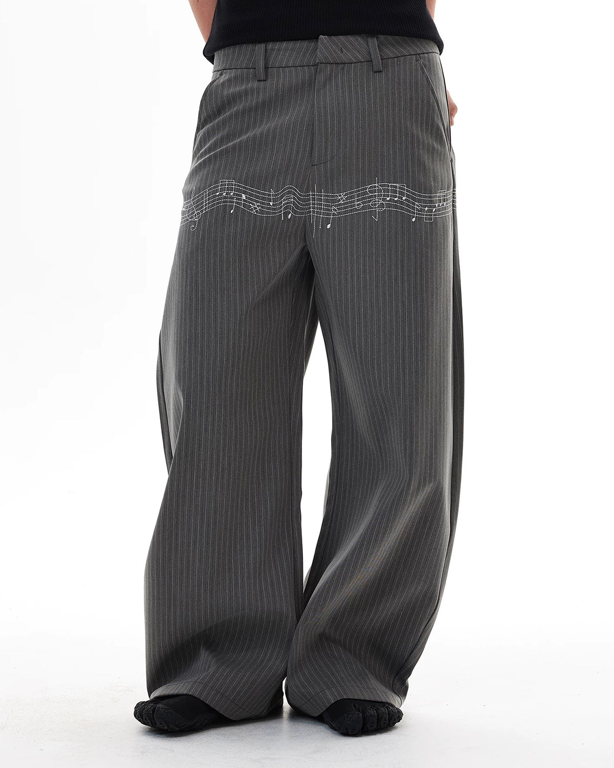 Omygoods Pinstripe Cinch Back Tailored Pants