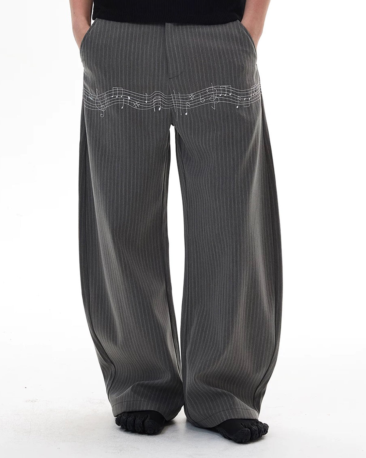 Omygoods Pinstripe Cinch Back Tailored Pants