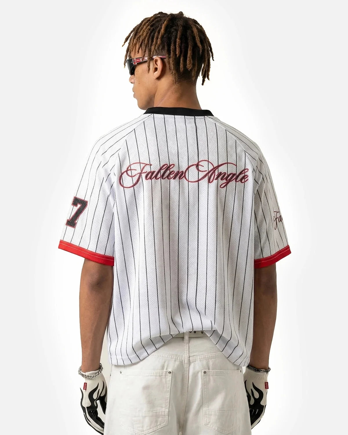 Omygoods Pinstripe Number Mesh Jersey