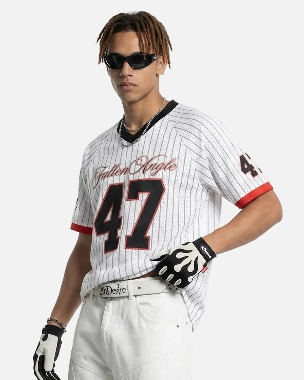Omygoods Pinstripe Number Mesh Jersey