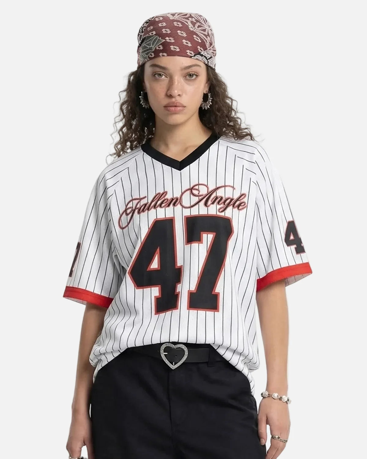 Omygoods Pinstripe Number Mesh Jersey