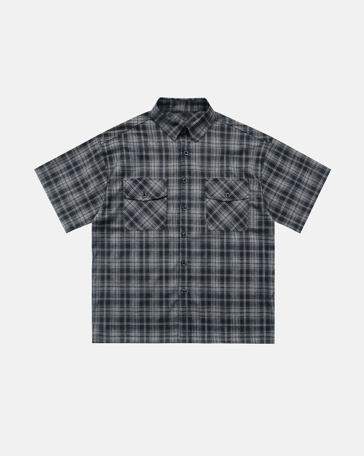 Omygoods Plaid Script Embroidered Shirt