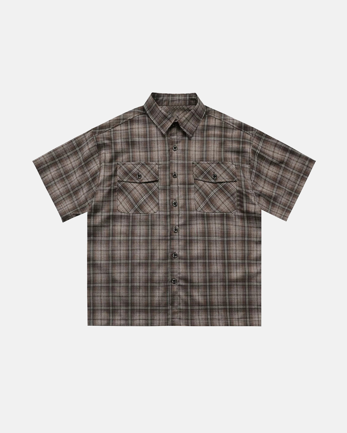 Omygoods Plaid Script Embroidered Shirt