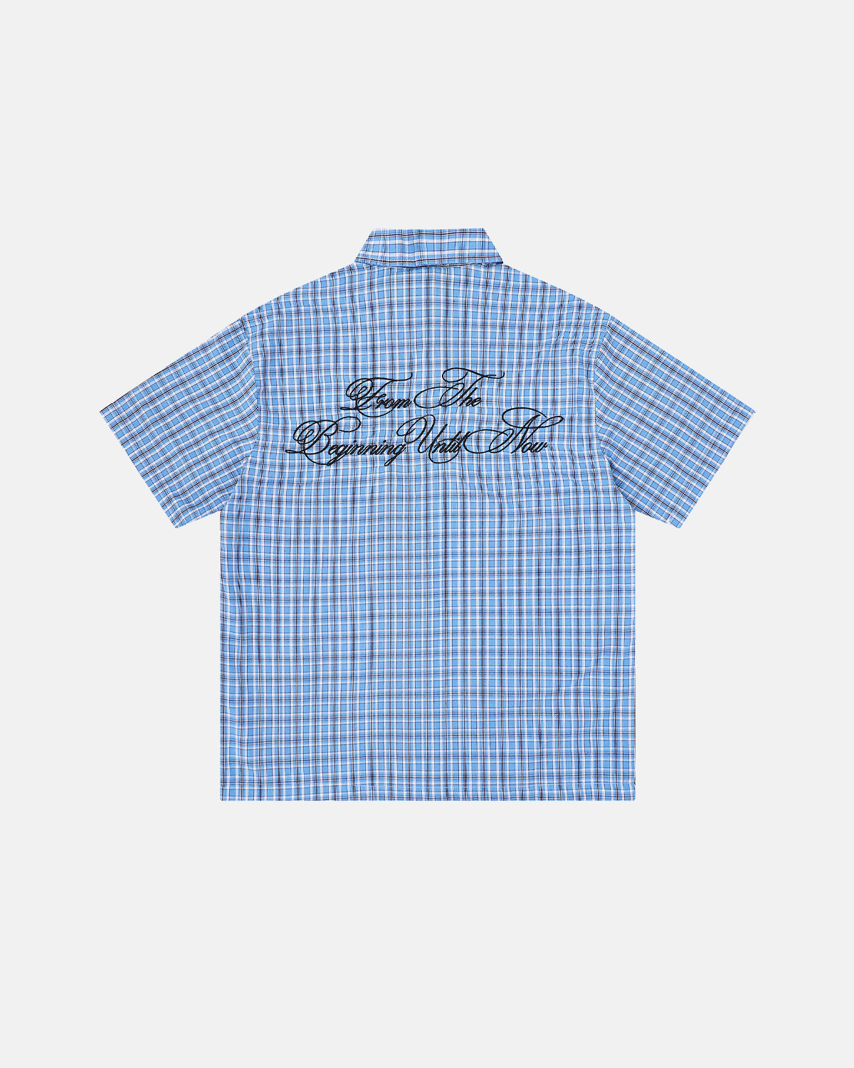 Omygoods Plaid Script Embroidered Short-Sleeve Shirt