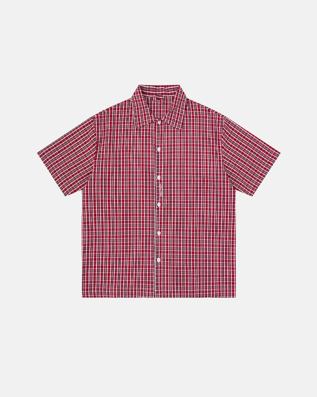 Omygoods Plaid Script Embroidered Short-Sleeve Shirt