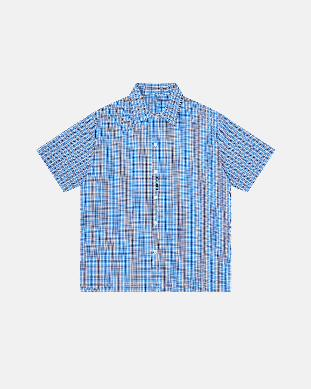 Omygoods Plaid Script Embroidered Short-Sleeve Shirt