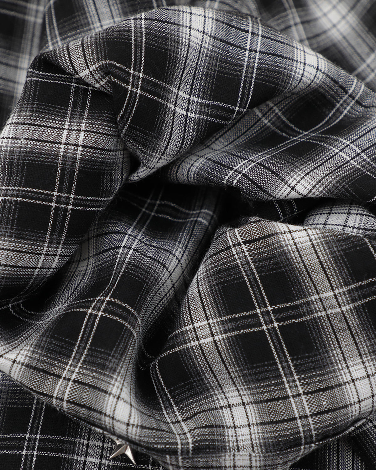 Omygoods Plaid Sticker Graphic Studded Shirt