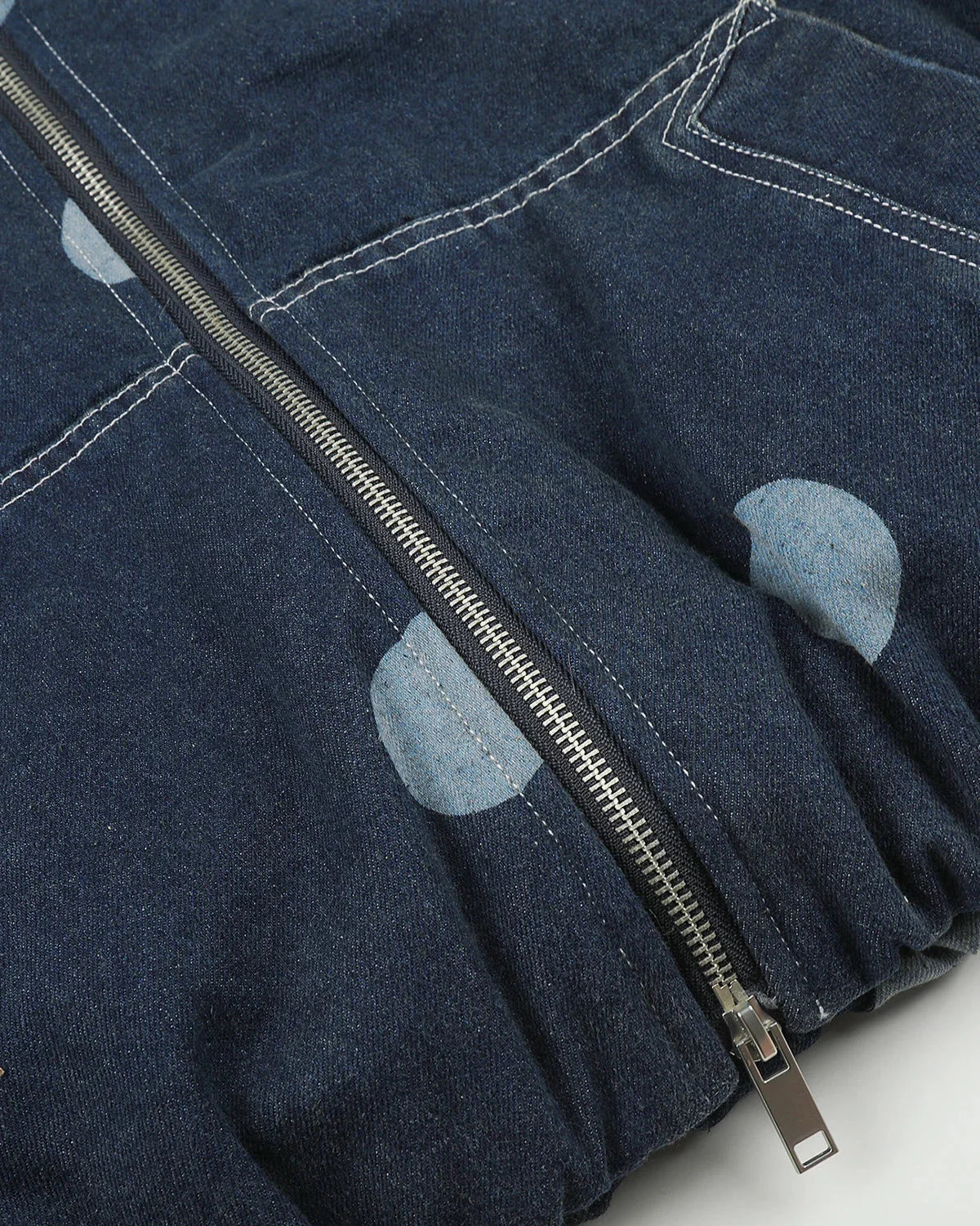 Omygoods Polka Dot Faux Fur Denim Jacket