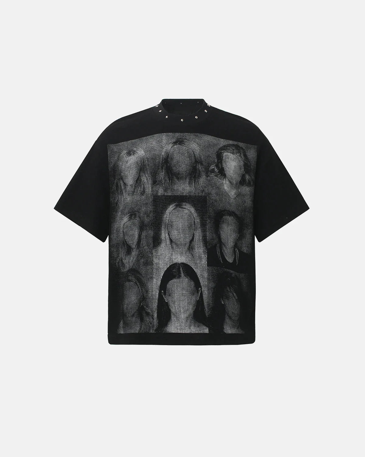Omygoods Portrait Graphic Waffle Boxy T-Shirt