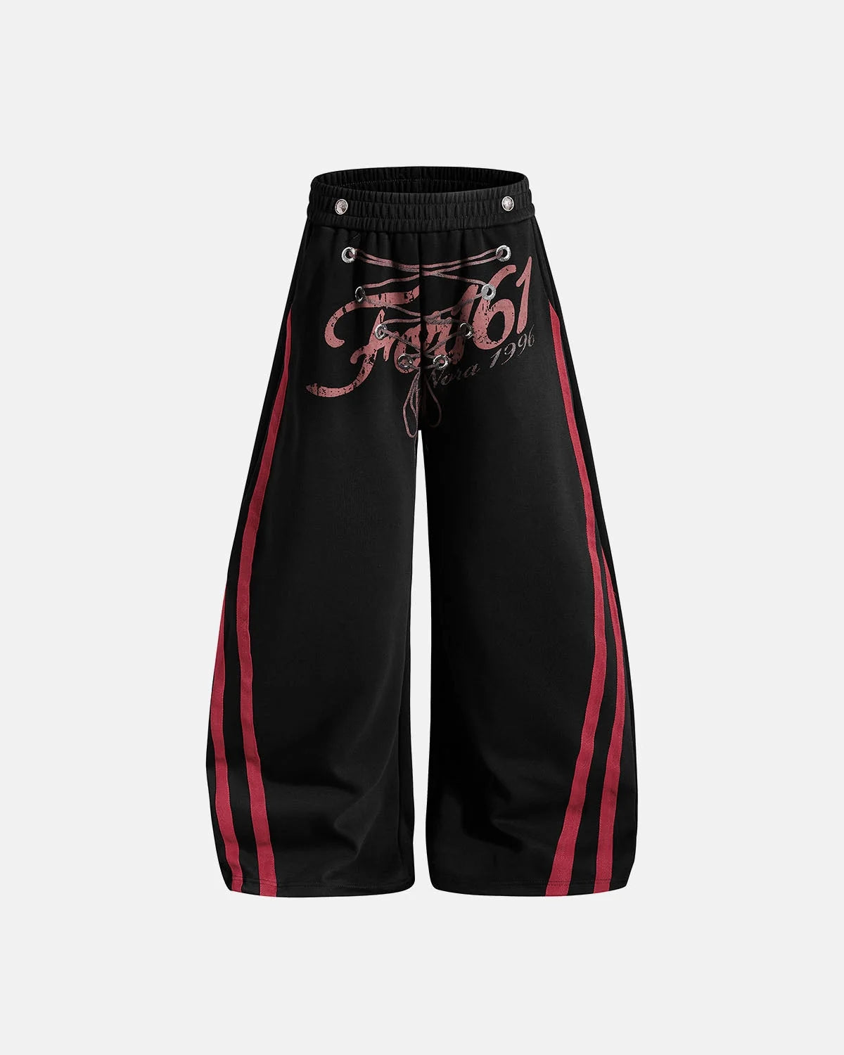 Omygoods Printed Lace-Up Graphic Barrel Sweatpants