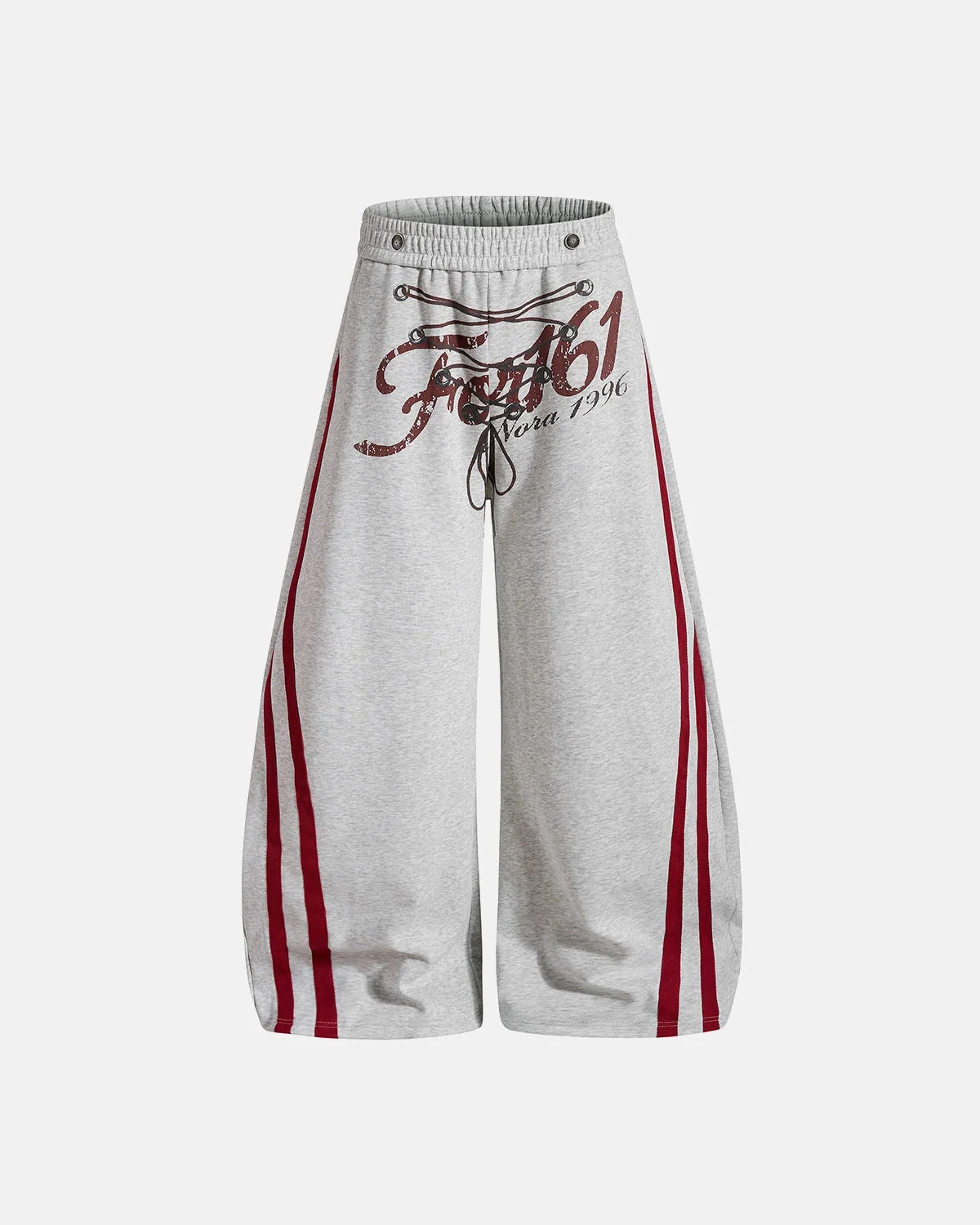 Omygoods Printed Lace-Up Graphic Barrel Sweatpants