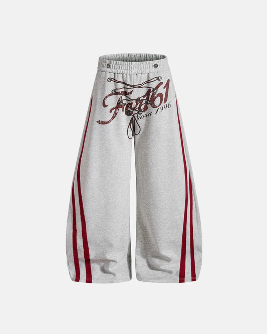 Omygoods Printed Lace-Up Graphic Barrel Sweatpants