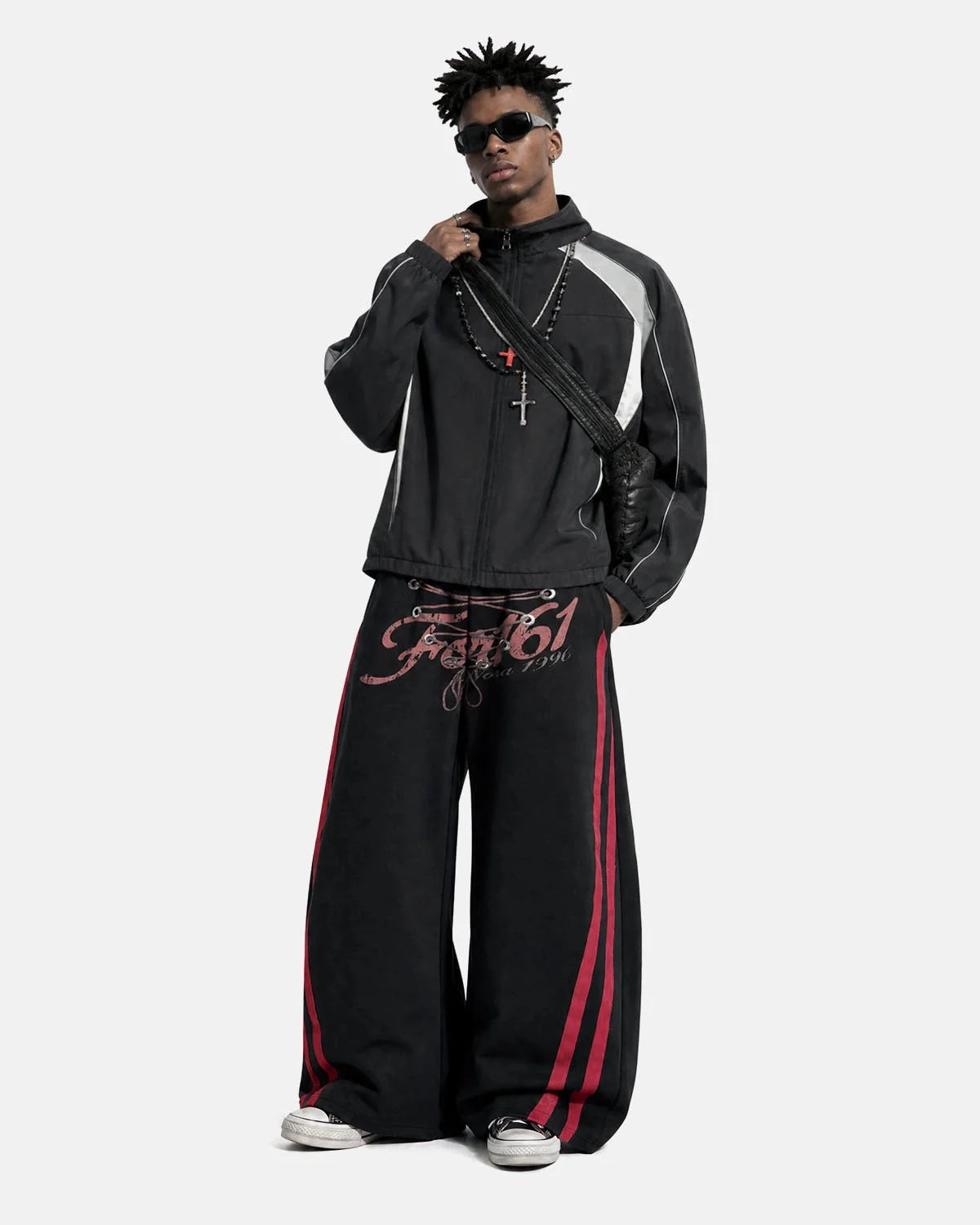 Omygoods Printed Lace-Up Graphic Barrel Sweatpants