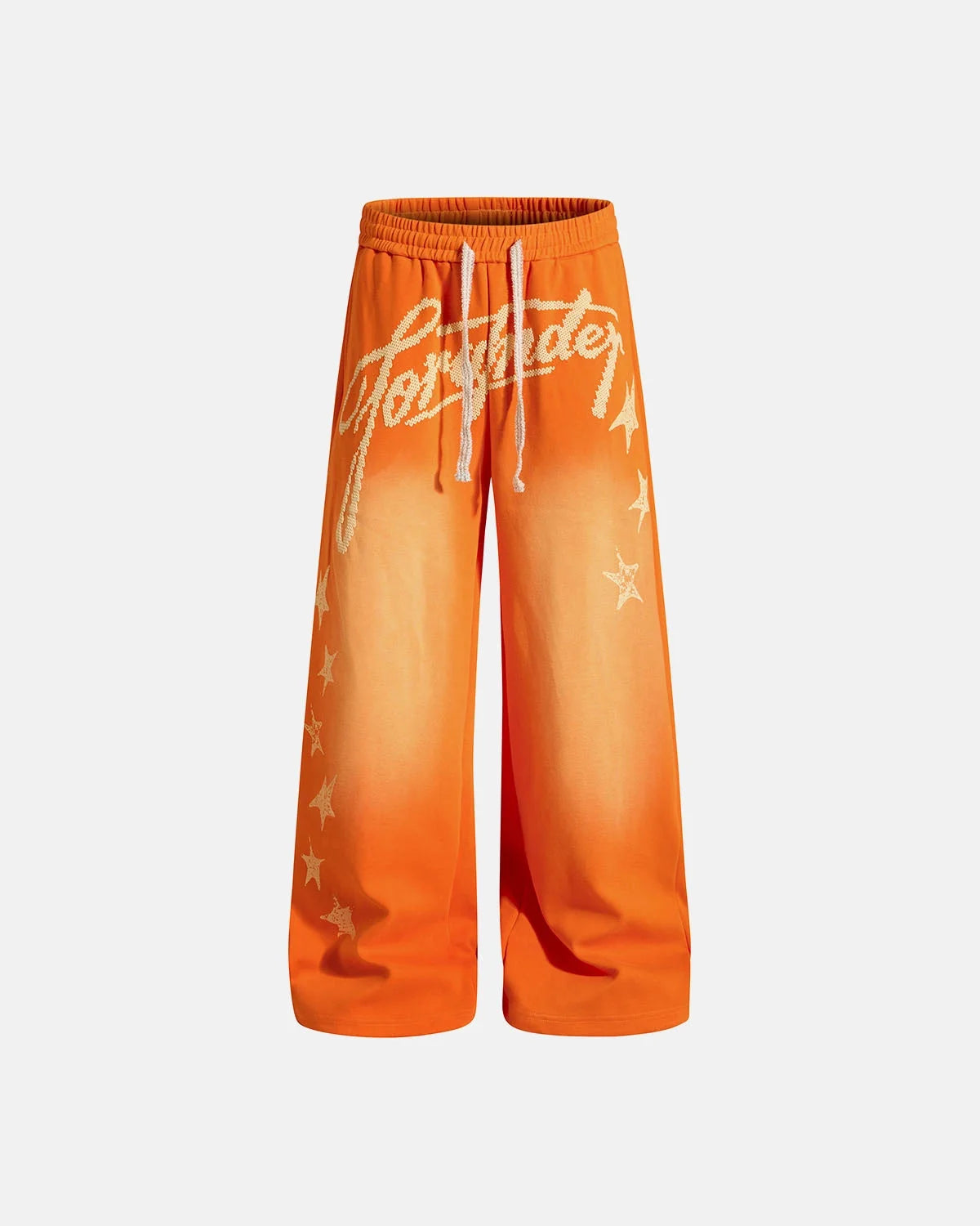 Omygoods Puff Print Script Wide-Leg Sweatpants