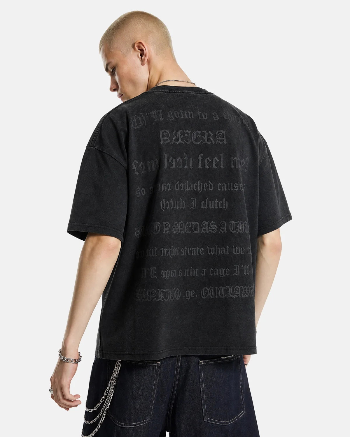 Omygoods Puff Print Washed T-Shirt