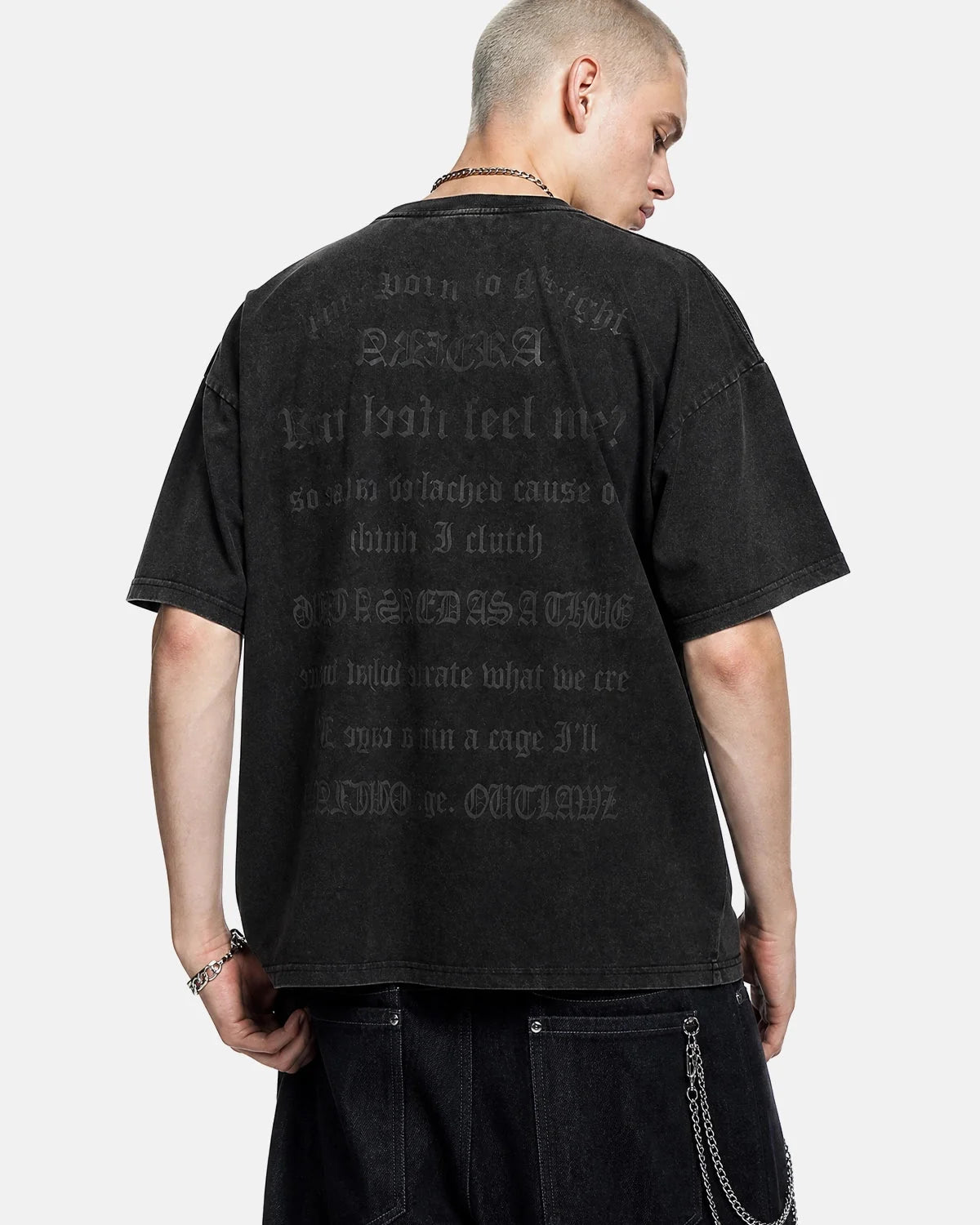 Omygoods Puff Print Washed T-Shirt