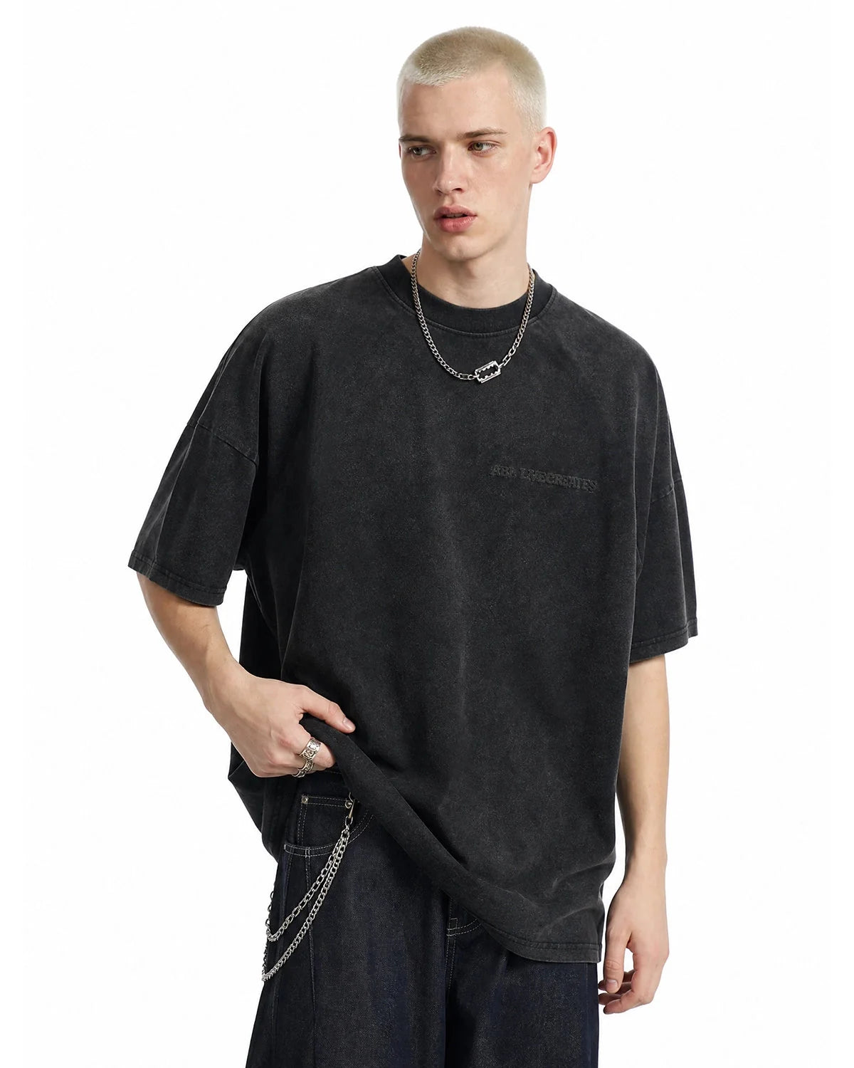 Omygoods Puff Print Washed T-Shirt