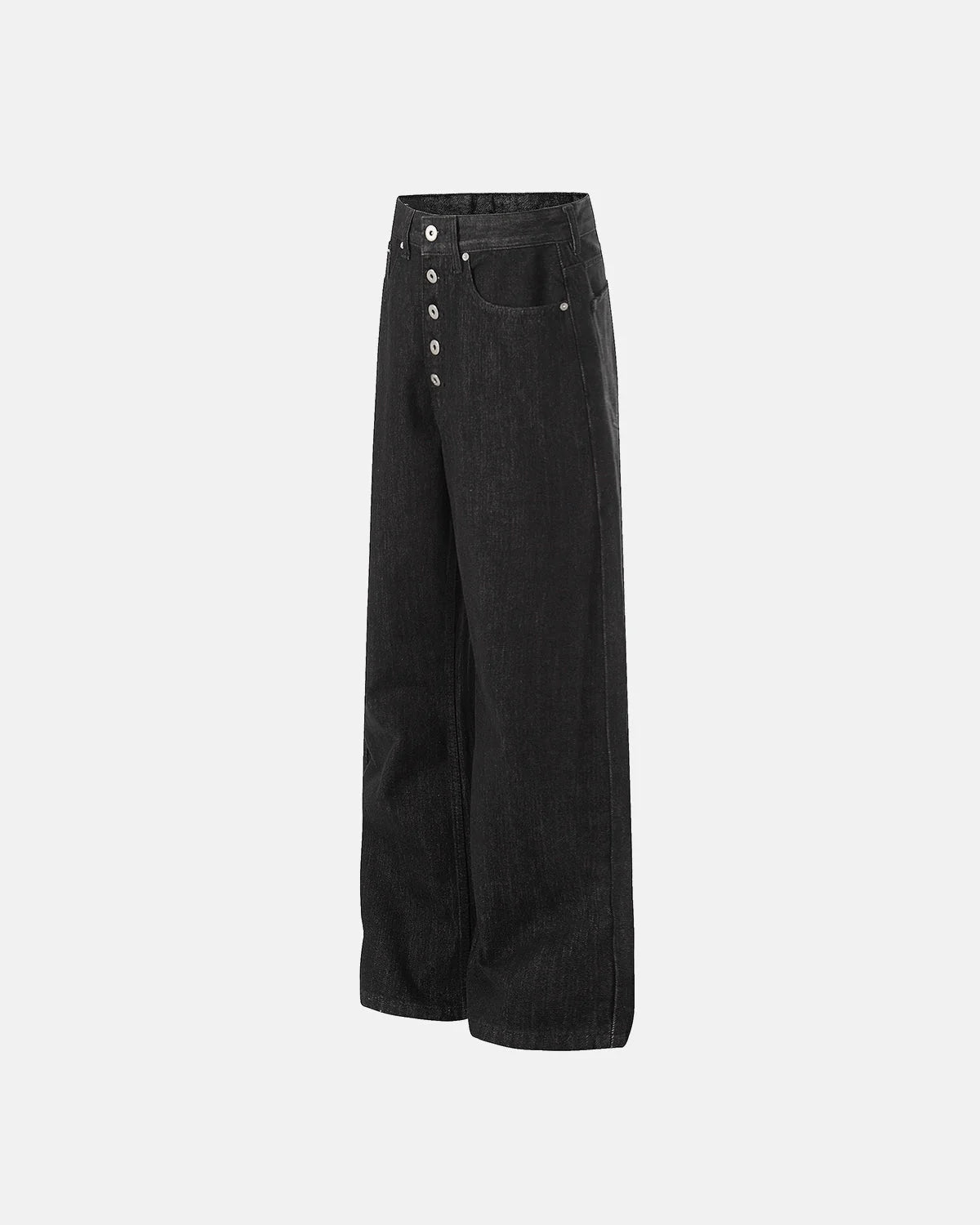 Omygoods Raw Buttons Up Baggy Jeans