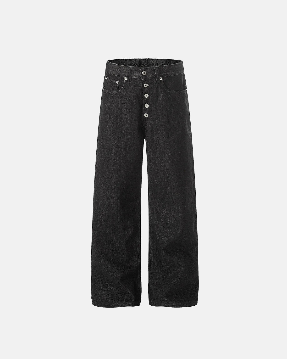 Omygoods Raw Buttons Up Baggy Jeans