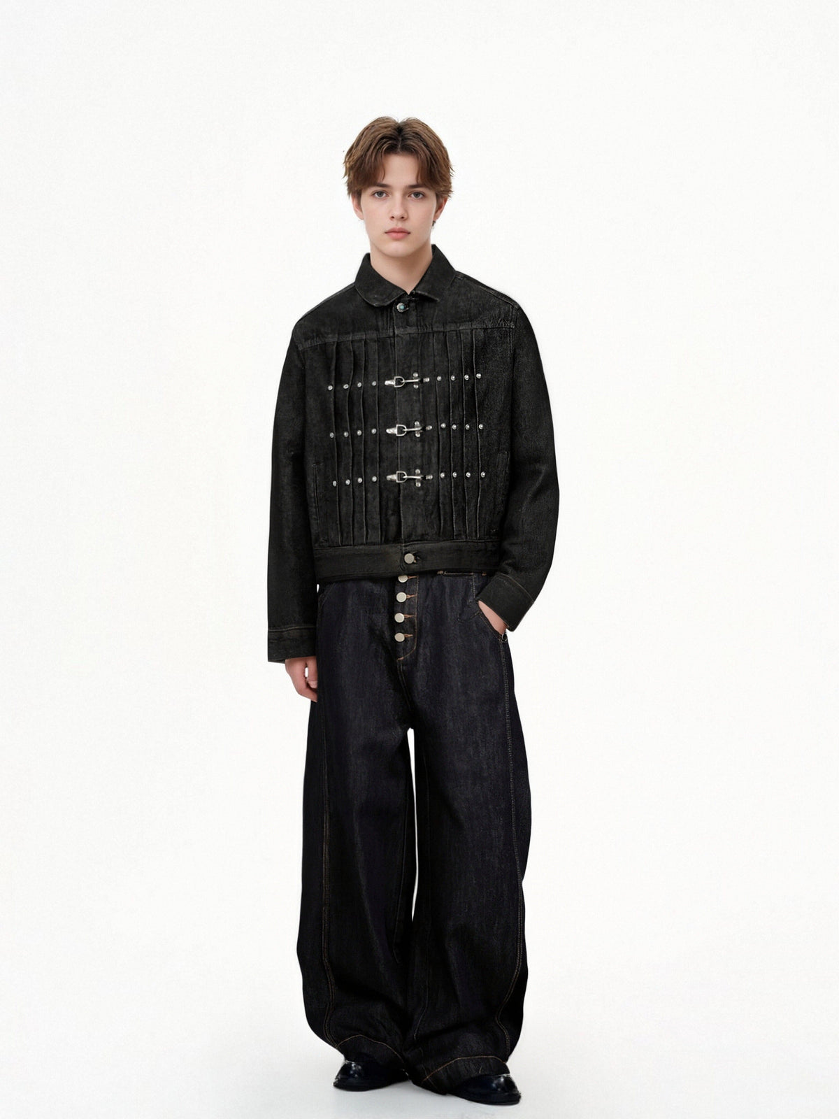 Omygoods Raw Clasp Denim Jacket