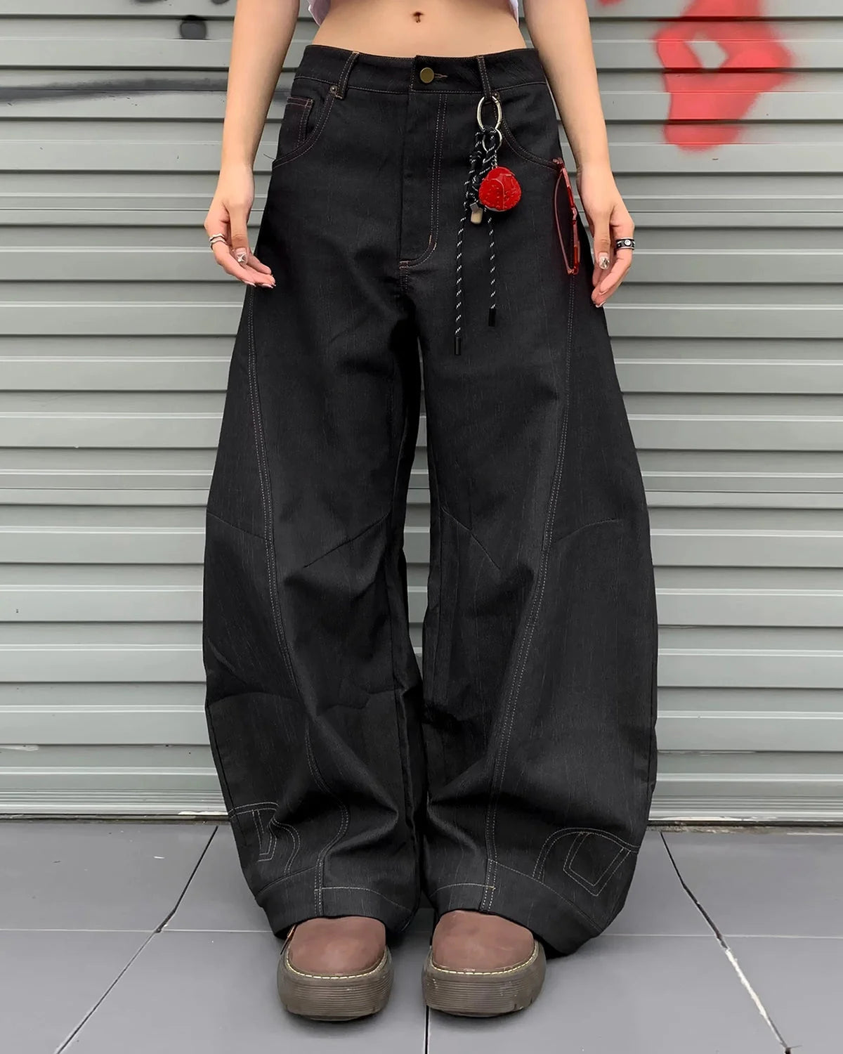 Omygoods Raw Color Super Baggy Jeans