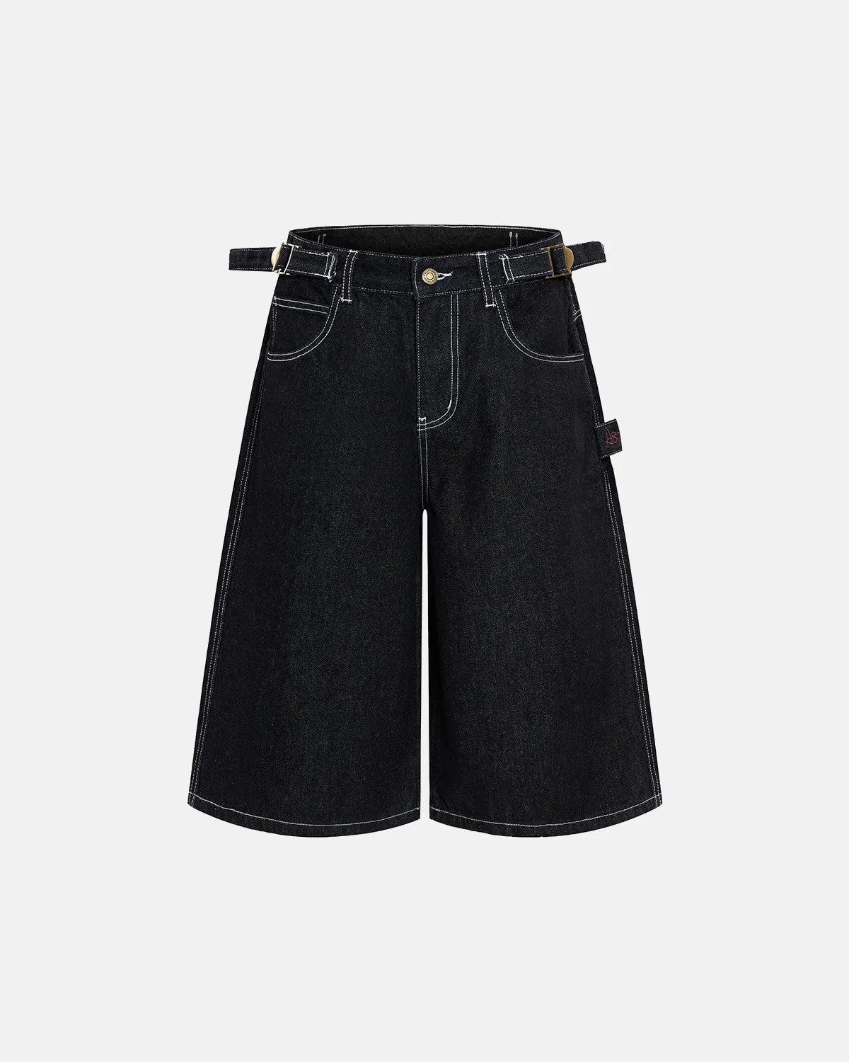 Omygoods Raw Denim Baggy Jorts With Adjustable Tabs