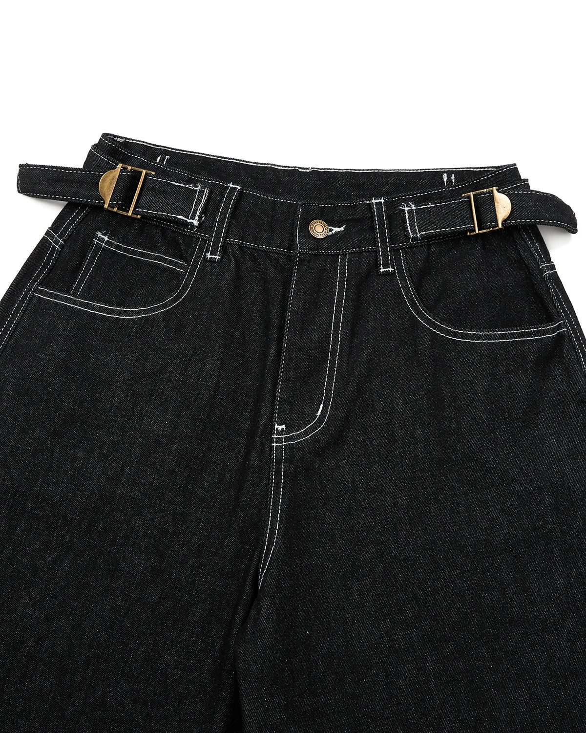 Omygoods Raw Denim Baggy Jorts With Adjustable Tabs