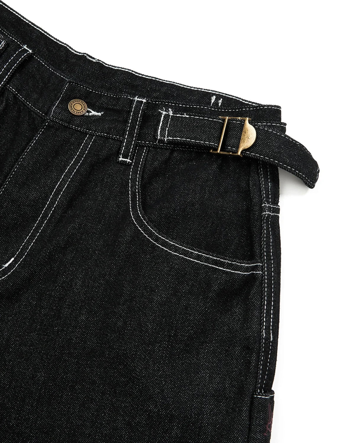 Omygoods Raw Denim Baggy Jorts With Adjustable Tabs