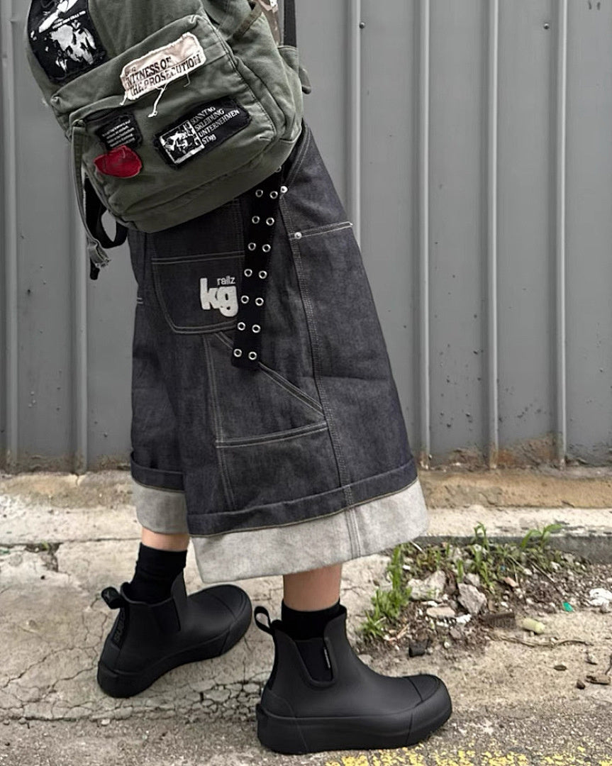 Omygoods Raw Denim Carpenter Long Jorts