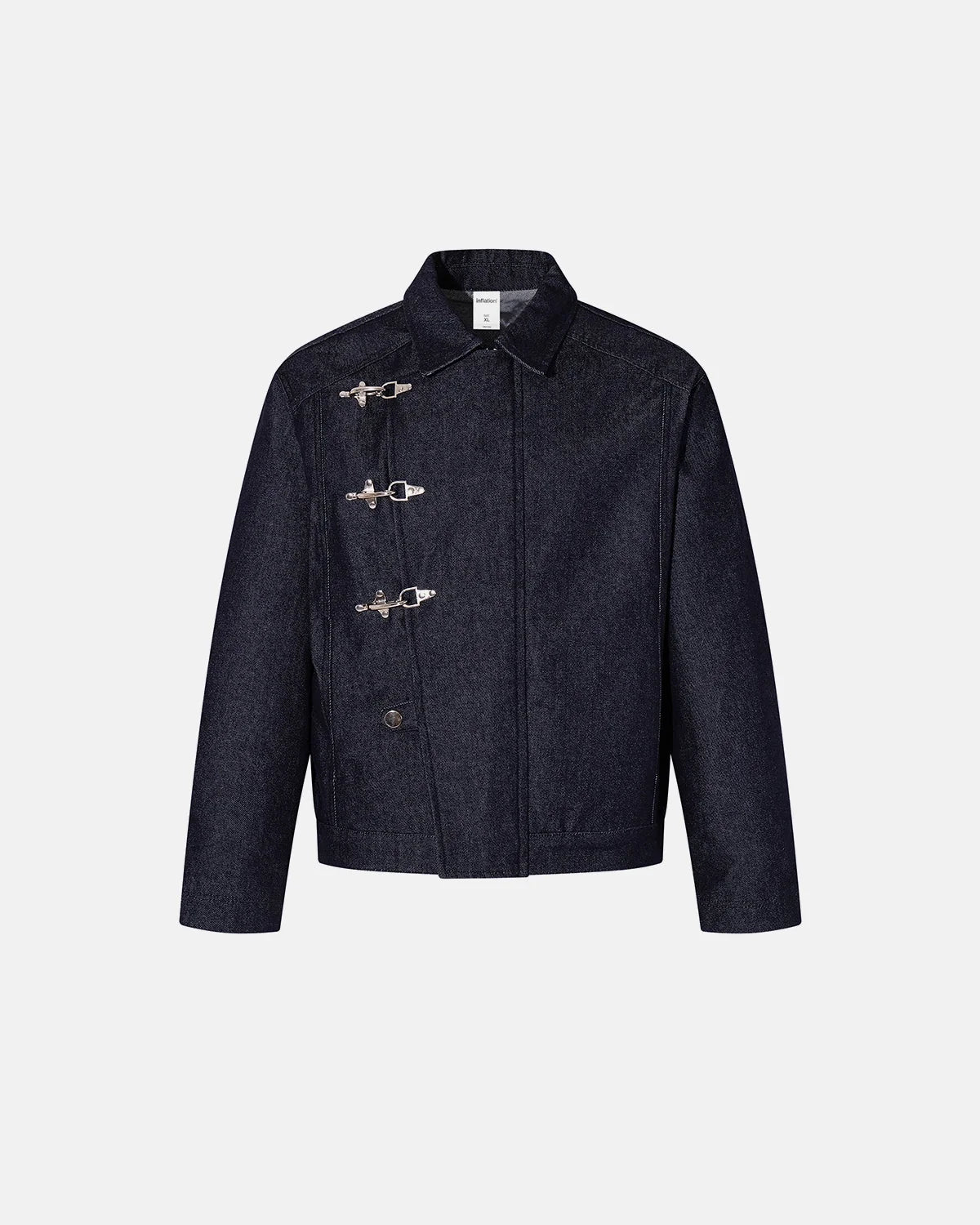 Omygoods Raw Blue Fireman Clasp Denim Jacket