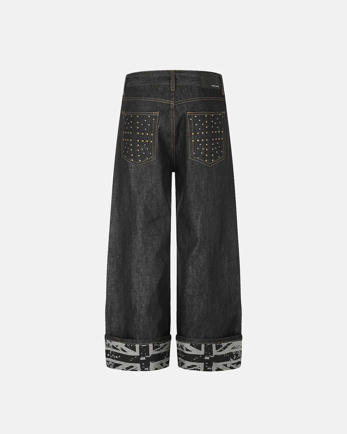 Omygoods Raw Graphic Cuff Baggy Jeans