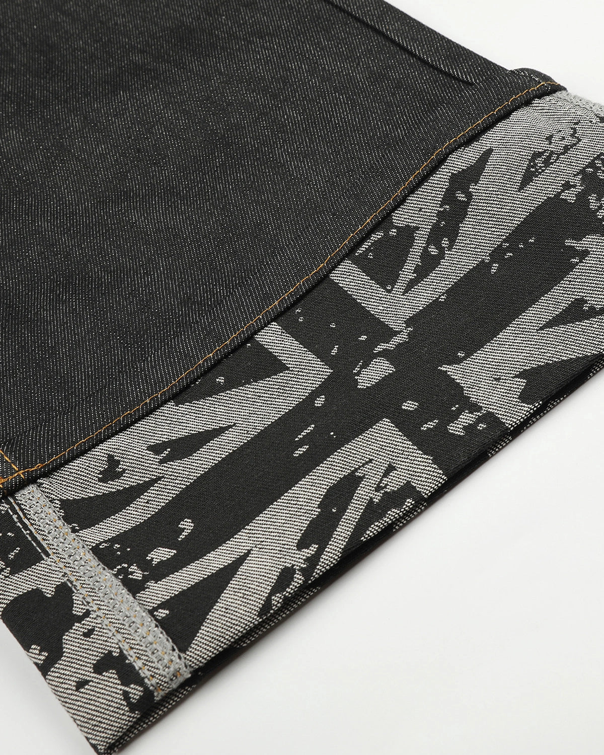 Omygoods Raw Graphic Cuff Baggy Jeans