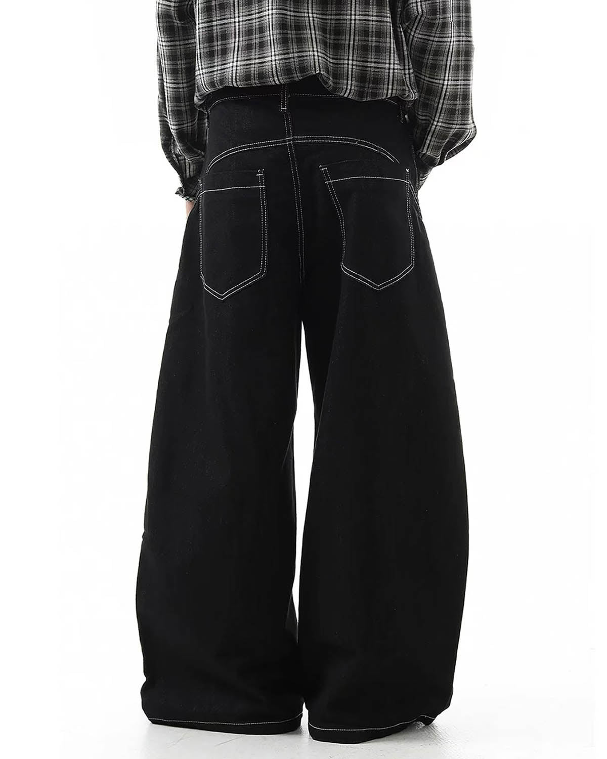 Omygoods Raw Metal Clasp Baggy Jeans