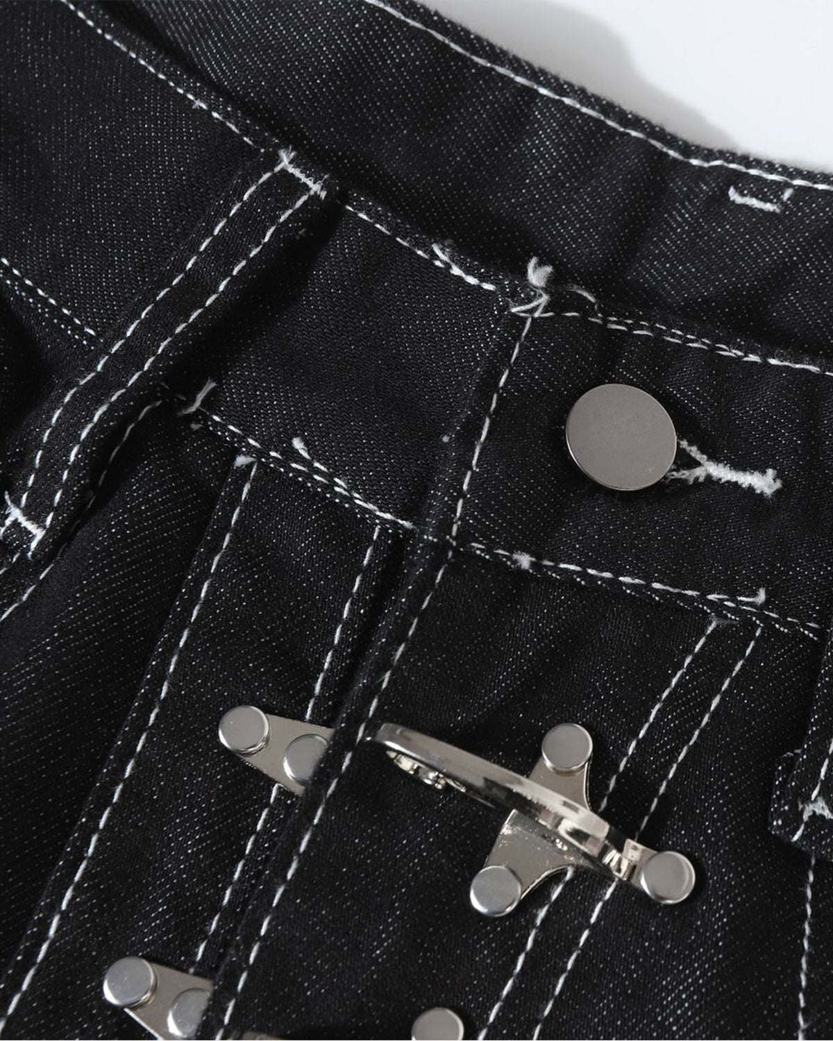 Omygoods Raw Metal Clasp Baggy Jeans