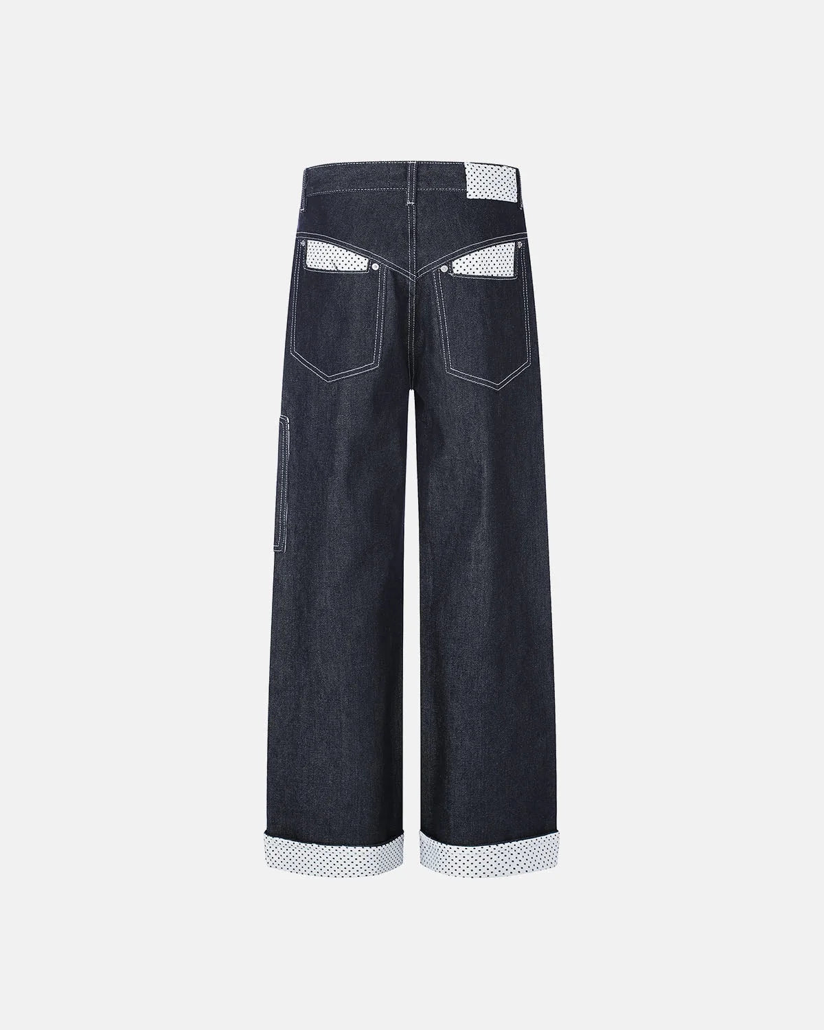 Omygoods Raw Polka Dot Baggy Jeans