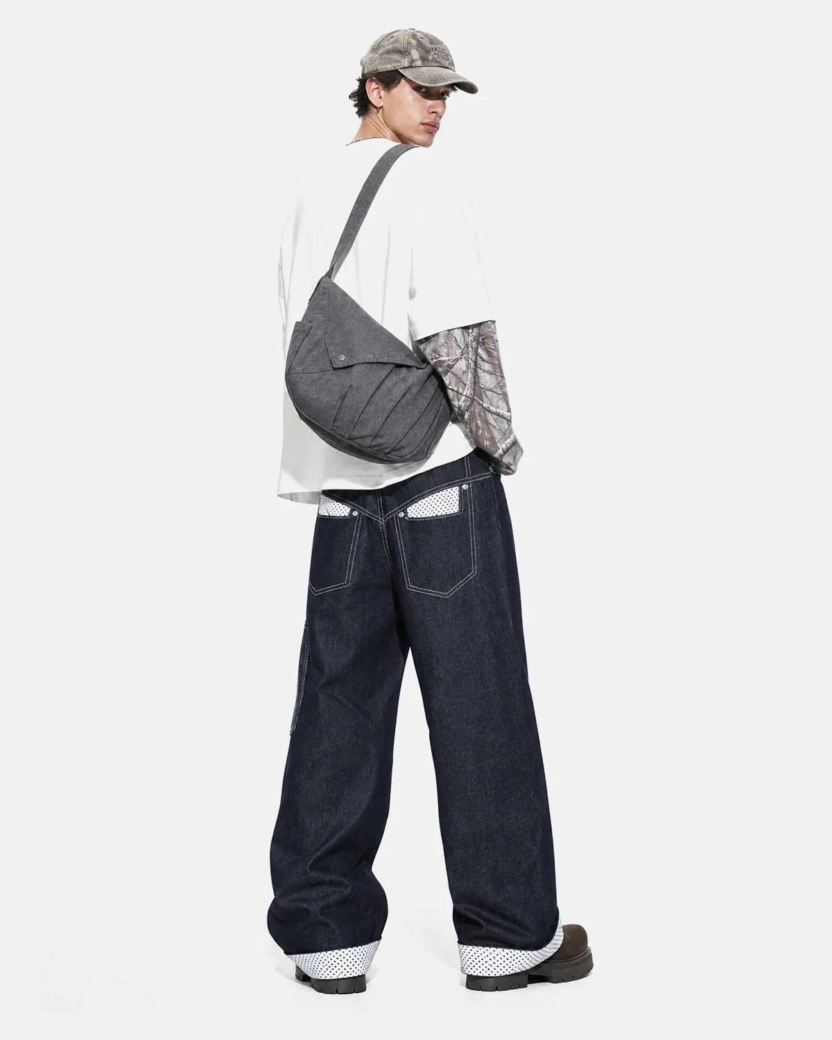 Omygoods Raw Polka Dot Baggy Jeans