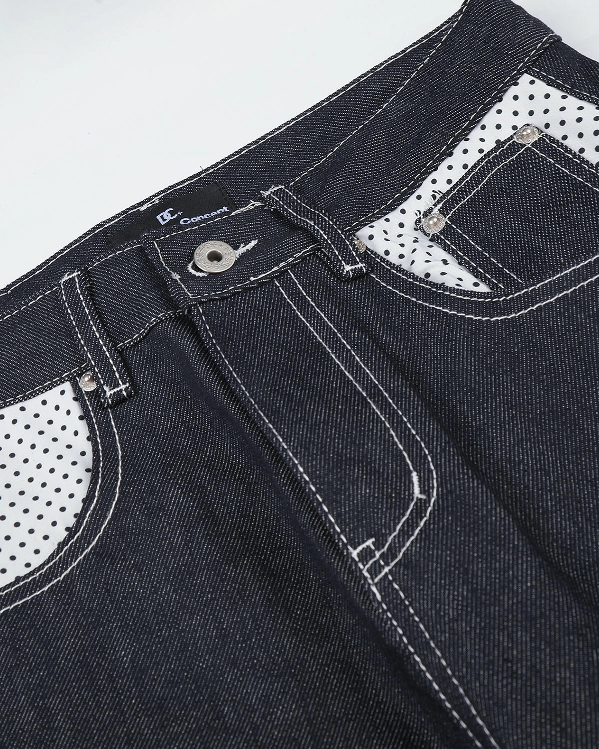 Omygoods Raw Polka Dot Baggy Jeans