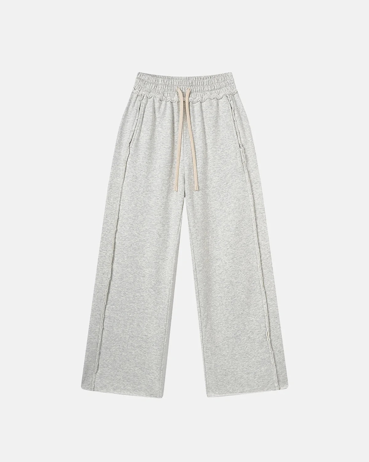 Omygoods Raw Seam Wide Leg Sweatpants