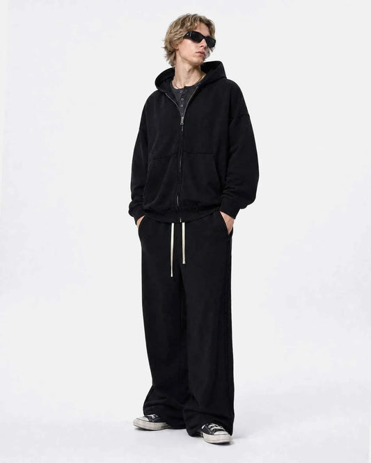 Omygoods Raw Seam Wide Leg Sweatpants
