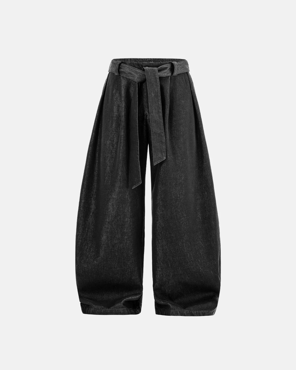 Omygoods Raw Silky Denim Jeans With Belt