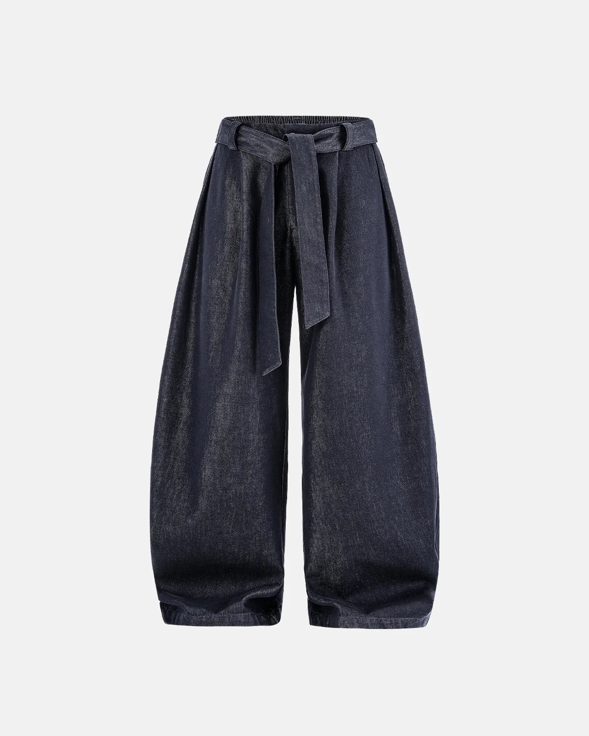 Omygoods Raw Silky Denim Jeans With Belt