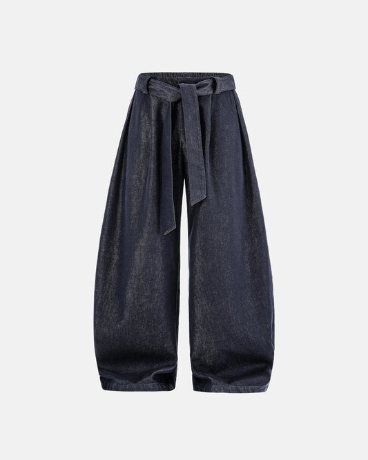 Omygoods Raw Silky Denim Jeans With Belt