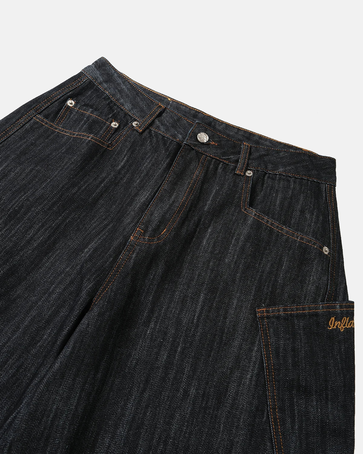 Omygoods Raw Textured Cargo Barrel Jeans